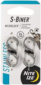 Nite Ize S-Biner Micro Lock, Polycarbonate S-Biner with Locking Lever, Stainless Steel, 2-Pack, LSBM-11-2R3