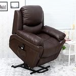 More4Homes MADISON ELECTRIC RISE RECLINER BONDED LEATHER ARMCHAIR SOFA HOME LOUNGE CHAIR (Brown)