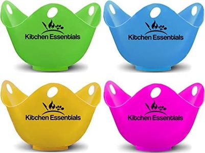 Egg Poacher Cups (4 Pack) With Base Ring for Air Fryer, Pot, Microwave – Premium-Grade Silicone Egg Poachers – BPA-Free Easy-Release Poach Pods, Poached Egg Maker Set: Cooker, Boiler Steamer