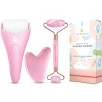 PUR Botanicals Ice Rose Quartz Roller for Face & Eye Puffiness Relief - Therapeutic Frozen Facial Massager for Beauty - Cold depuff Face Roller for Women - Reduce Wrinkles and Lifting - 3 in 1 Set