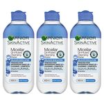 Garnier Micellar Cleansing Water Delicate Skin and Eyes, Biphase Face and Eye Make-Up Remover and Facial Cleanser 400 ml Pack of 3