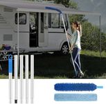 HIFOR RV Awning Cleaning Mop for Camper, Bend Angle at Will, RV Washing Brush with Extendable Handle, Car Wash Mop for Truck, RV, Trailer, Motohome (2 Mop Pads )