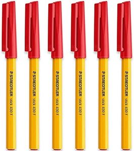 Staedtler Fine 0.3mm 430 F Stick Ballpoint Pens Writing Pen Smooth - Red Ink - Pack Of 6