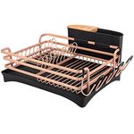 BRIAN & DANY Aluminum Dish Drying Rack, Dish Drainer with Removable Cutlery Holder & Cup Holder, Unique 360° Swivel Spout Drain Board