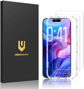 UNBREAKcable 2-Pack Screen Protector for iPhone 17, Military-Grade Shatterproof Tempered Glass [9H+ Hardness] [Easy Installation Frame] [99.99% HD Clear] for Apple iPhone 17