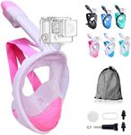 Wsobue Snorkel Mask,Full Face Diving Mask for Adults and Youth Action Camera Compatible Mask Anti-Fog Easy Draining Snorkeling Set