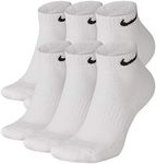 Nike Everyday Cushion Low Training Socks, Unisex Nike Socks, White/Black (6 Pair), S