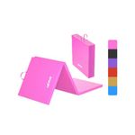 AJX Gymnastics Exercise Mat Tri Folding | Non Slip Eva foam,and 5cm 6ft x 2FT | Tumbling Mat for Protection against Hard Floors gymnastics floor mat Training Equipment - Pink