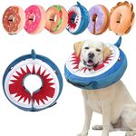 BEAUTYZOO Inflatable Dog Cone Collar Soft, Dog Donut Collar after Surgery for Medium Dogs, Blow up Puppy Neck Recovery Collar Head Cone for Dogs to Prevent Licking, Blue Shark, M