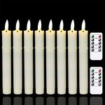 Mavandes Flameless Flickering Taper Candles Two Remote, 7.5 Inch Ivory Battery Operated LED Window Candles Timer,Set of 8 Plastic Dripping-Wax Effect Flameless Candlesticks(0.86” Dia,Warm Fire)