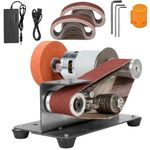 Electric Belt-Sander Polishing-Sharpening Woodworking - SI FANG Portable Power Mini Bench Grinder Kit for Knife Making, Crafts DIY Grinding, Metal Working, 7 Speed Adjustable, 13x1.2inch Sanding Belt