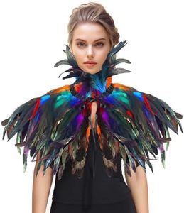 HOMELEX Black Witch Feather Collar Crow Shawl Costume Halloween Swan Wings Accessories Cape for Women