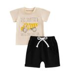 Big Brother T Shirts Tops and Shorts for Toddler Baby Boy Big BRO Older Brother Tees Outfit Short Sleeve Clothes Set (2-3 Years, BIG BROTHER - Beige)