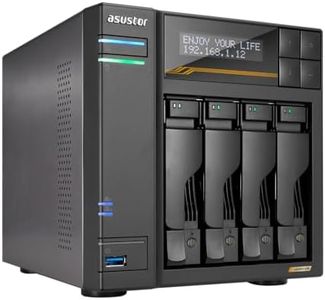 Asustor Lockerstor 4 Gen3 AS6804T, 4 Bay NAS, AMD Ryzen Quad-Core 2.3GHz, 16GB ECC DDR5, 4 M.2 NVMe Slots, Dual 5GbE & 10GbE Port, Network Attached Storage for Video & Content Creators (Diskless)