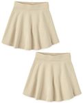 The Children's Place Girls' Solid Uniform Skirt 2 Pack Set, Sandy, S (5/6)