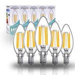 Luxvista E14 LED Candle Filament Bulb Dimmable Warm White 2700K 4W Equivalent 40W Halogen SES C35 Chandelier Bulb Small Edison Screw Vintage Energy Saving Light Bulbs 400lm No Flicker (5-Pack)