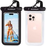 Eco Sun Waterproof Phone Pouch (2-Pack) — Designed in Hawaii — Case Fits All iPhones (incl. 15 Pro Max), Samsung Galaxy S24 & More Black/Clear