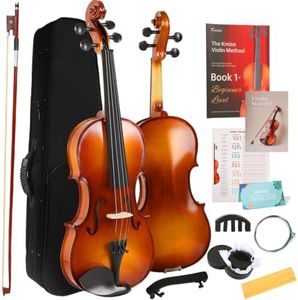 Kmise Teacher Approved 4/4 Full Size Violin Starter Kit for Adults Beginners Students, High Density Ebony Acoustic Violins, Fiddle Bundle with Case, Bow, Rosin, Strings, Shoulder Rest & Guide