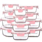 FAWLES 12 Pack Glass Storage Containers with Lids, Leak-Proof Meal Prep Containers, Dishwasher/Microwave/Oven/Freezer Safe Glass Food Storage Containers for Leftovers, to Go