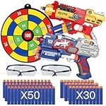 2 Pack Blaster Guns Toy for Boys Compatible with Bullet for nerf Guns Foam Bullet Toy Gun with 80 PCS Refill Darts 1 target shot 2 Protective Glasses for Kids Birthday Gifts Party Supplies, Toys for 3-9 Year Old Boys Girls