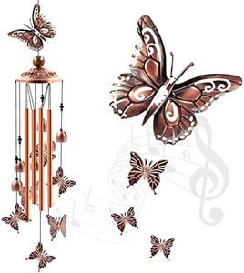 Ukulork Wind Chimes Outdoor Clearance, Butterflies Aluminum Tube Windchime with S Hook,Patio Garden Decor, Housewarming Gift.