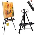 61.8lnches Panting Easel Stand,Metal Artist Easel Stand Tripod Adjustable Easel for Painting Canvases Height from 21 to 61.8Inches,Art Easel for Display with a Carrying Bag and Paintbrush Tray