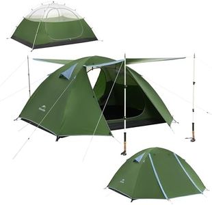 Naturehike Bleik-B Tent Reinforced Camping Tent - 3 Person, 3-Season Hiking Tent, Waterproof PU3000mm+, Enhanced Stability with 14 Stakes, Double Canopy Sun Shade (Forest Green)