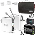 TUTT 4 in 1 Universal Travel Kit | 10000mah Power Bank | 3 Global Plugs Kit | Wireless Charging | 65 & 30W Fast Type-C | 3 in 1 Multi Charging Cable | Waterproof Hard Shell Bag EU, UK, USA, Australia