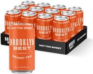 Brooklyn Best Low Sugar Peach Iced Tea | 12 oz Cans, 12-Pack | 50 Calories | Organic Cane Sugar, Black Tea, Peach & Lemon Juice | Natural Caffeine | No Artificial Ingredients | Not Too Sweet Beverage