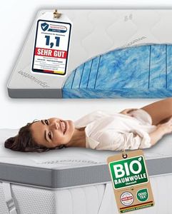 nøvera Deluxe Gel Topper 160x200cm | Hohes RG 50 | Oberstoff aus 100% Bio-Baumwolle | wolkenweicher 7-Zonen Matratzentopper 160x200 | 8cm Matratzen Topper 160x200 | Luxus Matratzenauflage Geltopper