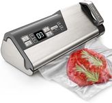Mesliese Vacuum Sealer Machine, 95kPa 140W Double Seal Powerful Food Sealer, One Hand Operation Food Storage with Build-in Cutter & Roll Storage (Gray)