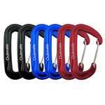 Outmate 12kN Heavy-Duty Carabiner Clips - Durable, Lightweight Aluminum Alloy Carabiners for Hiking, Camping, Keychains, Dog Leashes, Hammocks & More(Wire gate,2 Black+2 Blue+2 Red)