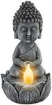 VP Home Buddha Statue for Home and Outdoor Decor Solar Powered Flickering LED Garden Light Zen Meditation Spiritual Room Decor (Meditating Buddha) Buddha Statue