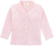 Lilax Baby Girls' Little Hearts Knit Cardigan Sweater 12M Dusty Pink