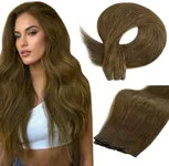 Full Shine Genius Weft Hair Extensions Color Brown Human Hair Extensions Sew In Hand Tied Weft Human Hair For Women Soft Silky Hair Extensions Sew In Extensions 16 Inch 50G