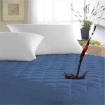 Ayka Waterproof Cotton Quilted Mattress Protector King Size Breathable Hypoallergenic Noiseless Ultra Soft Fitted Bed Protector 78x72 inch Mattress/Bed Cover (Med Blue, King (78 * 72”))