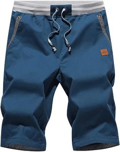 Tansozer Mens Shorts Casual Classic Fit Drawstring Summer Beach Shorts with Elastic Waist and Pockets Peacock Blue 2XL
