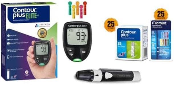 CONTOUR Plus Elite Blood Glucose Monitoring System (with Bluetooth) | Glucometer with 25 Free Test Strips and 25 Microlet Lancets