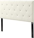 AC Pacific AC-BED16 Modern Upholstered Diamond Tufted Headboard, Full, White