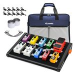 Donner DB-S200 Guitar Effects Pedal Board Black Pedalboard Set, Waterproof Backpack Bag including 60" Adhesive Backed Hook-and-loop, Size 18.11" x 12.76", with Power Supply Mounting Device