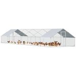 PawHut Metal Chicken Coop, Walk-in Large Chicken Run Outdoor, Poultry Cage for 36-50 Hen, Duck, Rabbit with Water- and UV-Protection Cover, for Backyard, Garden, 39.4'x9.8'x6.4'