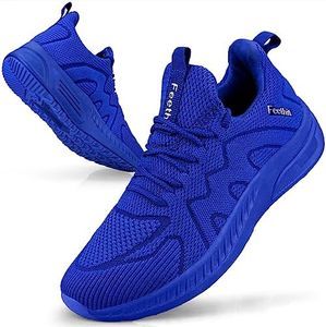 Feethit Mens Non Slip Walking Sneakers Lightweight Breathable Slip on Running Shoes Athletic Gym Tennis Shoes for Men, Blue, 10.5