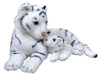 Wild Republic Mom & Baby White Tiger Plush, Stuffed Animal, Plush Toy, Gifts for Kids, Zoo Animals, 11"