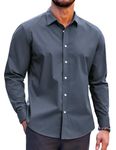 COOFANDY Men Long Sleeve Button Down DRSS Shirt Slim Fit Casual Shirt Denim Blue