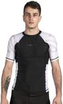 Sanabul Essentials Short Sleeve Compression Training Rash Guard for MMA BJJ Wrestling, White, Medium