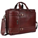 HAMMONDS FLYCATCHER Genuine Leather Office Bag for Men, 2 in 1 Leather Bag for Men, 15.6 Inch Professional Laptop Bag for Men, Adjustable Straps and Multiple Compartments - 1 Year Warranty - Brown