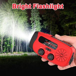 Wind Up Solar Emergency Radio – AM/FM, LED Torch, Power Bank, Red