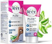 Veet Pure Hair Removal Cream for Women with No Ammonia Smell, Sensitive Skin - 50 g | Suitable for Legs, Underarms, Bikini Line, Arms | 2x Longer Lasting Smoothness than Razors