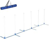 PawHut Adjustable Dog Agility Training Obstacle Set with Weaves Poles and Storage Bag for Pet Dogs Outdoor Games Exercise Blue and White