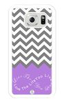 iZERCASE Samsung Galaxy S6 Case Live The Life You Love, Love The Life You Live. Purple Grey White Chevron Rubber - Fits Samsung Galaxy S6 T-Mobile, AT&T, Sprint, Verizon and International